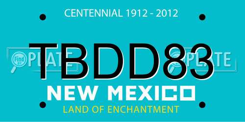 TBDD83 New Mexico License Plate