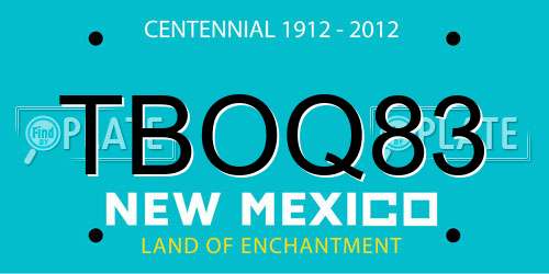 TBOQ83 New Mexico License Plate