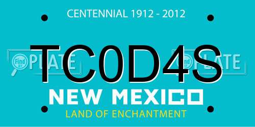 TC0D4S New Mexico License Plate