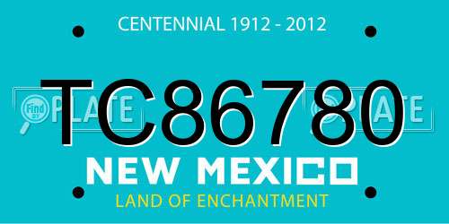 TC86780 New Mexico License Plate