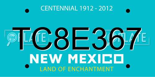 TC8E367 New Mexico License Plate