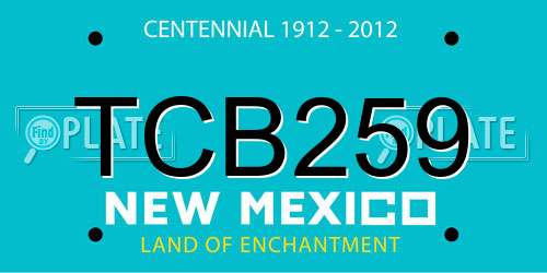 TCB259 New Mexico License Plate