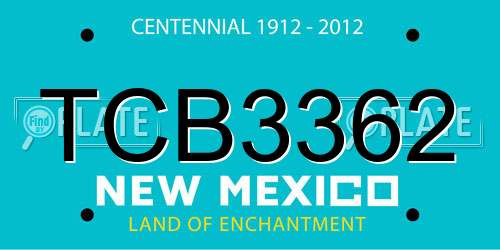 TCB3362 New Mexico License Plate