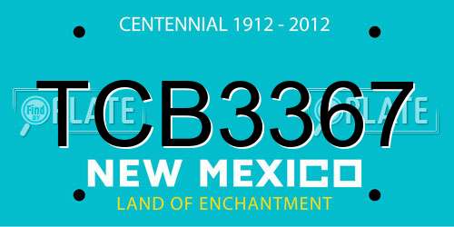 TCB3367 New Mexico License Plate