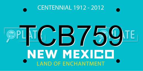 TCB759 New Mexico License Plate
