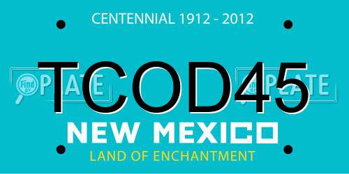TCOD45 New Mexico License Plate