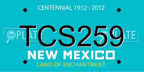 TCS259 New Mexico License Plate