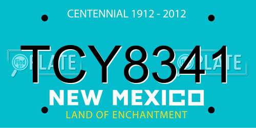 TCY8341 New Mexico License Plate