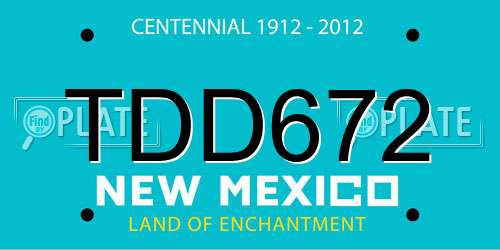 TDD672 New Mexico License Plate