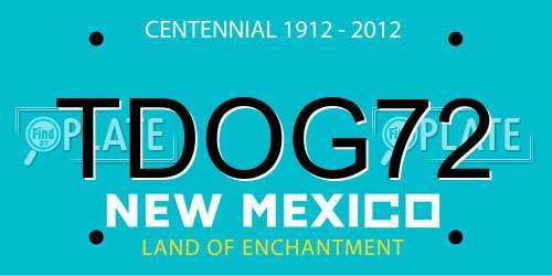 TDOG72 New Mexico License Plate