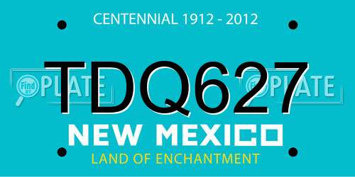 TDQ627 New Mexico License Plate