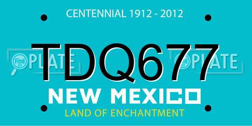 TDQ677 New Mexico License Plate