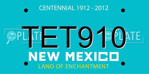 TET910 New Mexico License Plate