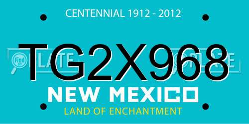 TG2X968 New Mexico License Plate