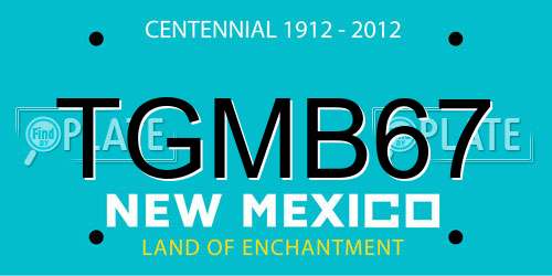 TGMB67 New Mexico License Plate