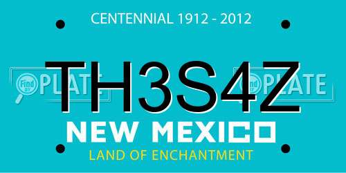 TH3S4Z New Mexico License Plate