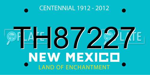 TH87227 New Mexico License Plate