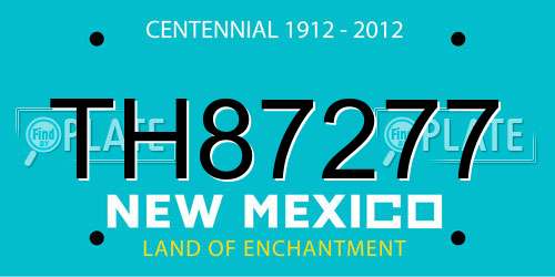 TH87277 New Mexico License Plate