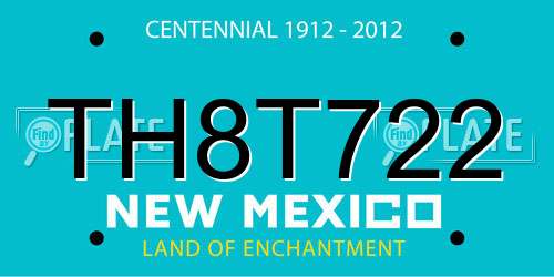 TH8T722 New Mexico License Plate