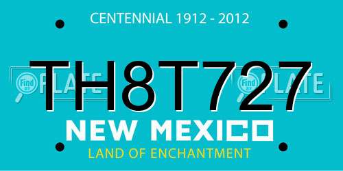TH8T727 New Mexico License Plate