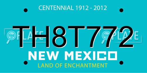 TH8T772 New Mexico License Plate