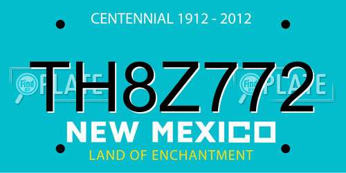 TH8Z772 New Mexico License Plate