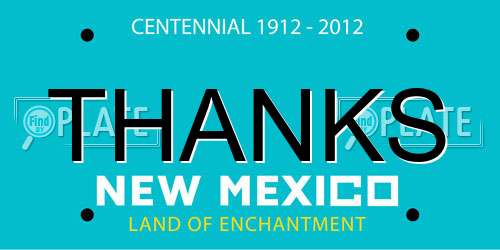 THANKS New Mexico License Plate