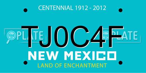 TJ0C4F New Mexico License Plate