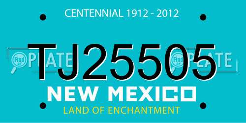 TJ25505 New Mexico License Plate