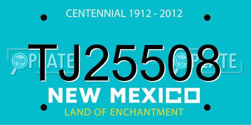 TJ25508 New Mexico License Plate