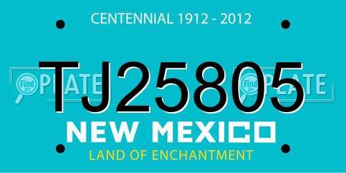 TJ25805 New Mexico License Plate