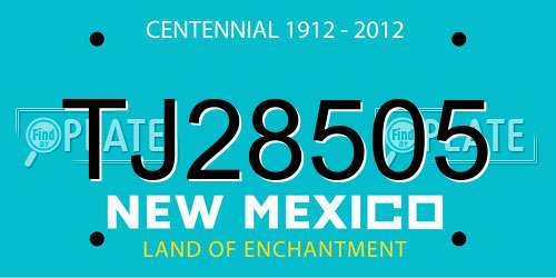 TJ28505 New Mexico License Plate