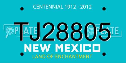 TJ28805 New Mexico License Plate
