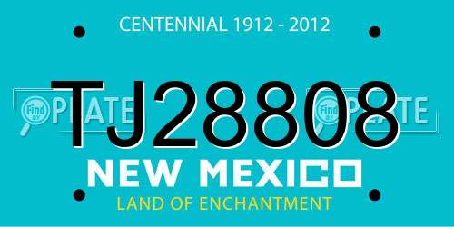 TJ28808 New Mexico License Plate