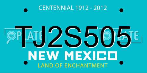 TJ2S505 New Mexico License Plate