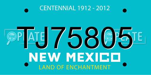 TJ75805 New Mexico License Plate