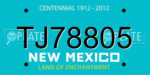 TJ78805 New Mexico License Plate