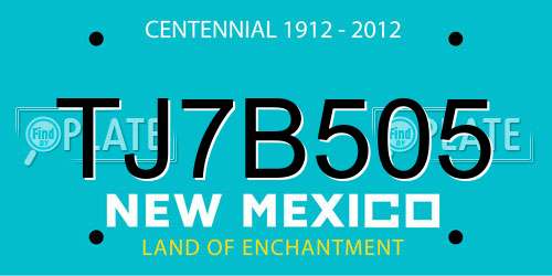 TJ7B505 New Mexico License Plate