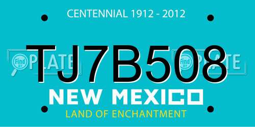 TJ7B508 New Mexico License Plate