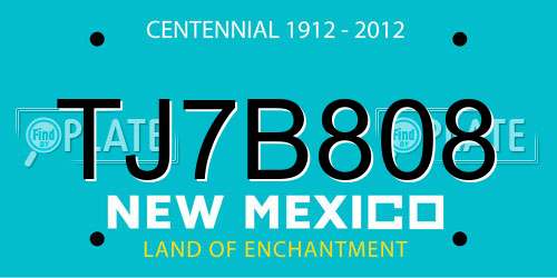 TJ7B808 New Mexico License Plate