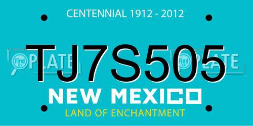 TJ7S505 New Mexico License Plate