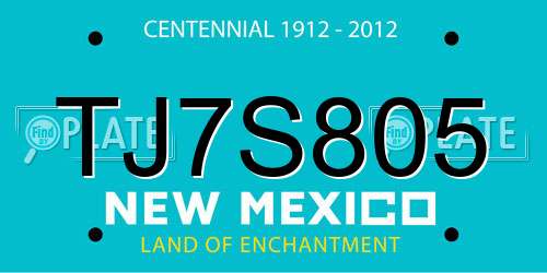TJ7S805 New Mexico License Plate