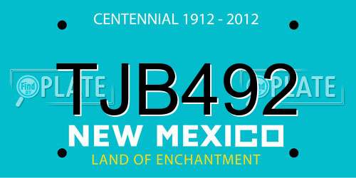 TJB492 New Mexico License Plate