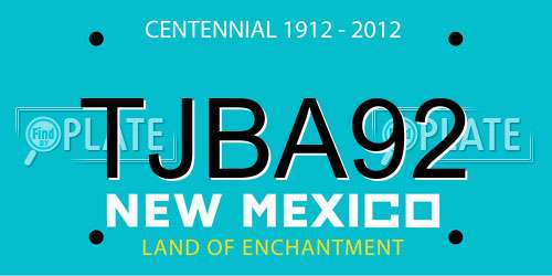 TJBA92 New Mexico License Plate