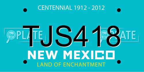 TJS418 New Mexico License Plate