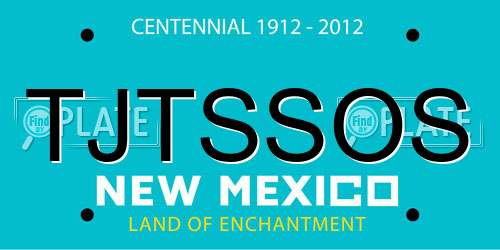 TJTSSOS New Mexico License Plate