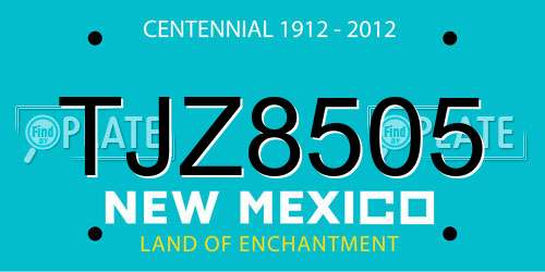 TJZ8505 New Mexico License Plate
