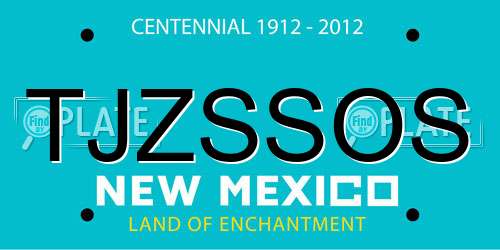 TJZSSOS New Mexico License Plate