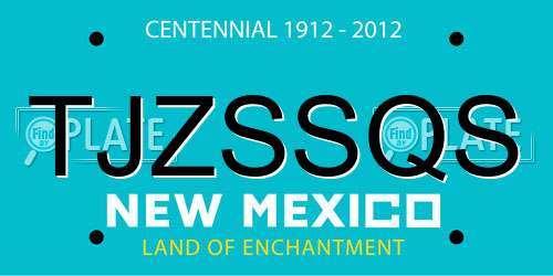 TJZSSQS New Mexico License Plate