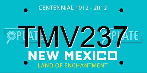 TMV237 New Mexico License Plate